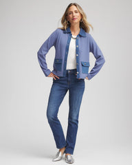 Chico's Clothing Denim Colorblock Marl Shirt Jacket