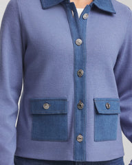 Chico's Clothing Denim Colorblock Marl Shirt Jacket