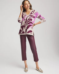 Chico's Clothing Intarsia Knit V-Neck Pullover Sweater