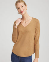 Chico's Clothing Ella V-Neck Embellished Pullover Sweater