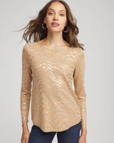 Chico's Clothing Ella Boatneck Foiled Pullover Sweater