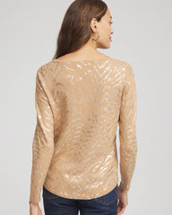 Chico's Clothing Ella Boatneck Foiled Pullover Sweater