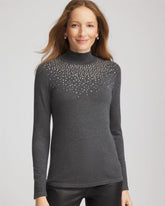 Chico's Clothing Ella Rhinestone Mockneck Sweater