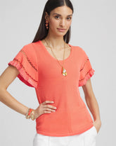 Chico's Clothing Cutout Short-Sleeved Pullover Sweater