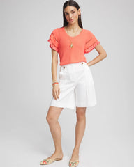 Chico's Clothing Cutout Short-Sleeved Pullover Sweater