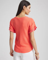 Chico's Clothing Cutout Short-Sleeved Pullover Sweater