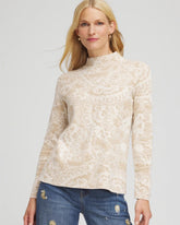 Chico's Clothing Ella Jacquard Mockneck Sweater