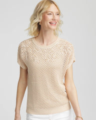 Chico's Clothing Embroidered Pointelle Pull-Over