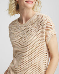 Chico's Clothing Embroidered Pointelle Pull-Over