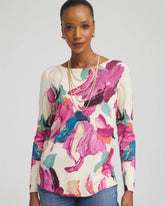 Chico's Clothing Ella Boatneck Watercolor Pullover Sweater