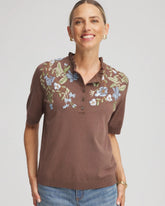 Chico's Clothing Embroidered Henley Pullover Sweater
