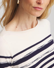 Chico's Clothing Ella Striped Bateau Pullover Sweater