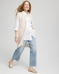 Chico's Clothing Pointelle Open-Front Cardigan