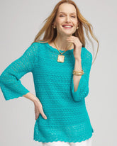 Chico's Clothing Pointelle Bateau-Neck Pullover Sweater