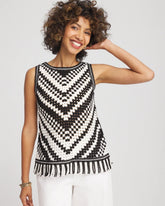 Chico's Clothing Crochet Fringe Sleeveless Sweater Tank