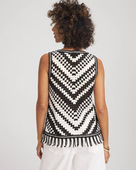 Chico's Clothing Crochet Fringe Sleeveless Sweater Tank