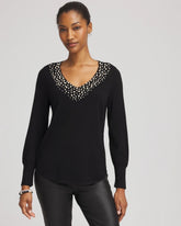 Chico's Clothing Ella Embellished V-Neck Sweater
