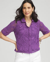 Chico's Clothing Palm-Frond Crochet-Lace Shacket