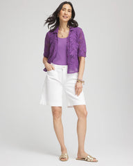 Chico's Clothing Palm-Frond Crochet-Lace Shacket