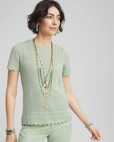 Chico's Clothing Pointelle Crewneck Sweater Tee