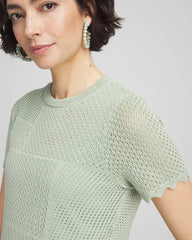 Chico's Clothing Pointelle Crewneck Sweater Tee