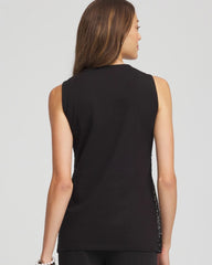 Chico's Clothing Sequin Beaded Notch Neck Tank