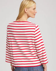 Chico's Clothing Bateau Neck Stripe Top