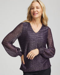 Chico's Clothing Foiled Bodre Top