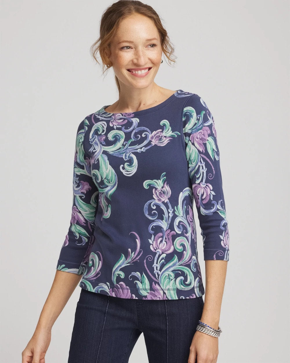 Chico's Clothing Pima 3/4 Sleeve Tee