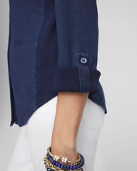 Chico's Clothing Collared Henley Denim Top