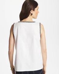 Chico's Clothing Pima Blanket Stitch Square Neck Tank