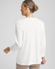 Chico's Clothing Slub Splitneck Henley Tee