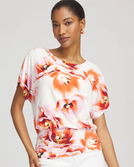 Chico's Clothing Touch of Cool™ Tropical Ruched Banded Hem Top