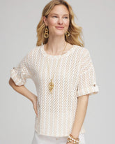 Chico's Clothing Textured Roll Cuff Tee