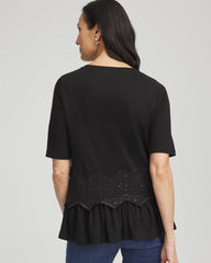 Chico's Clothing Chevron Sequin Peplum Linen Tee
