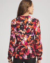 Chico's Clothing Printed Chiffon Peplum Top