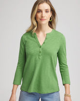 Chico's Clothing Cotton Slub Henley Shirt
