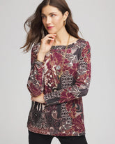 Chico's Clothing Printed Pima Cotton Bateau-Neck Tee