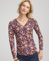 Chico's Clothing Paisley Touch of Cool™ V-Neck Layering Tee