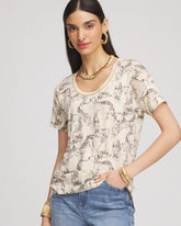 Chico's Clothing Panther Sweater-Trim Linen Tee