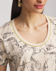 Chico's Clothing Panther Sweater-Trim Linen Tee