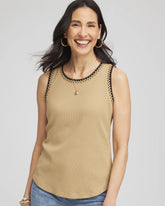 Chico's Clothing Contrast-Trim Ribbed Cotton Tank Top