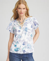 Chico's Clothing Touch of Cool™ Floral Flutter Sleeve Tee