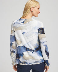 Chico's Clothing Foil Ocean Print Crinkle Top