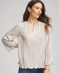 Chico's Clothing Foiled Pleated V-Neck Tee