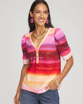 Chico's Clothing Rio Sunset Henley Tee