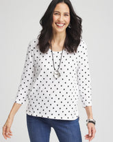 Chico's Clothing Polka-Dot Slub Scoop-Neck Tee