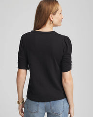 Chico's Clothing Slub Split Neck Henley Tee