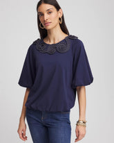 Chico's Clothing Bubble Hem Pleated Cotton Top