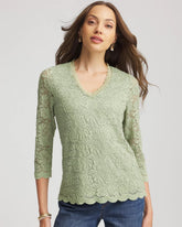 Chico's Clothing Lace Scallop-Hem Knit Tee
